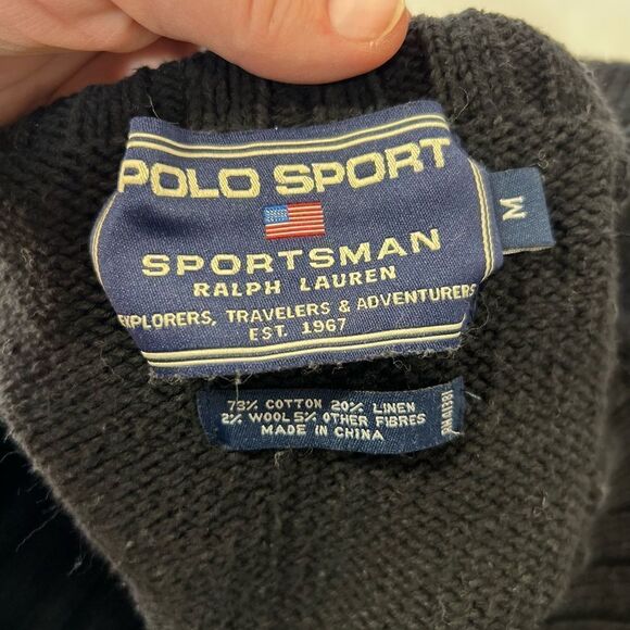 Vintage Ralph Lauren Sportsman Fair Isle Snowflake Sweater M Wool linen blue - Picture 15 of 15